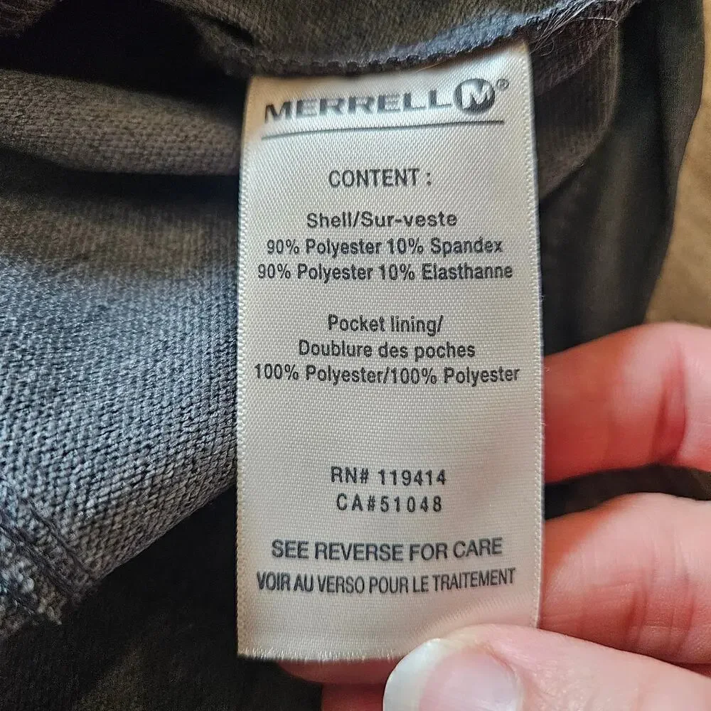 Merrell Softshell Jacket Womens Size L Grey Collared‎ Full Zip Snaps Pockets